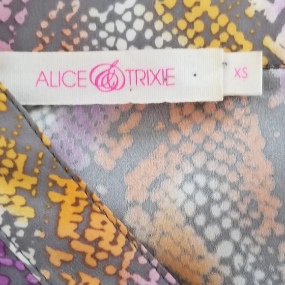 Alice & Trixie Gray Pastel Silk Snake Print Top XS - Picture 5 of 6